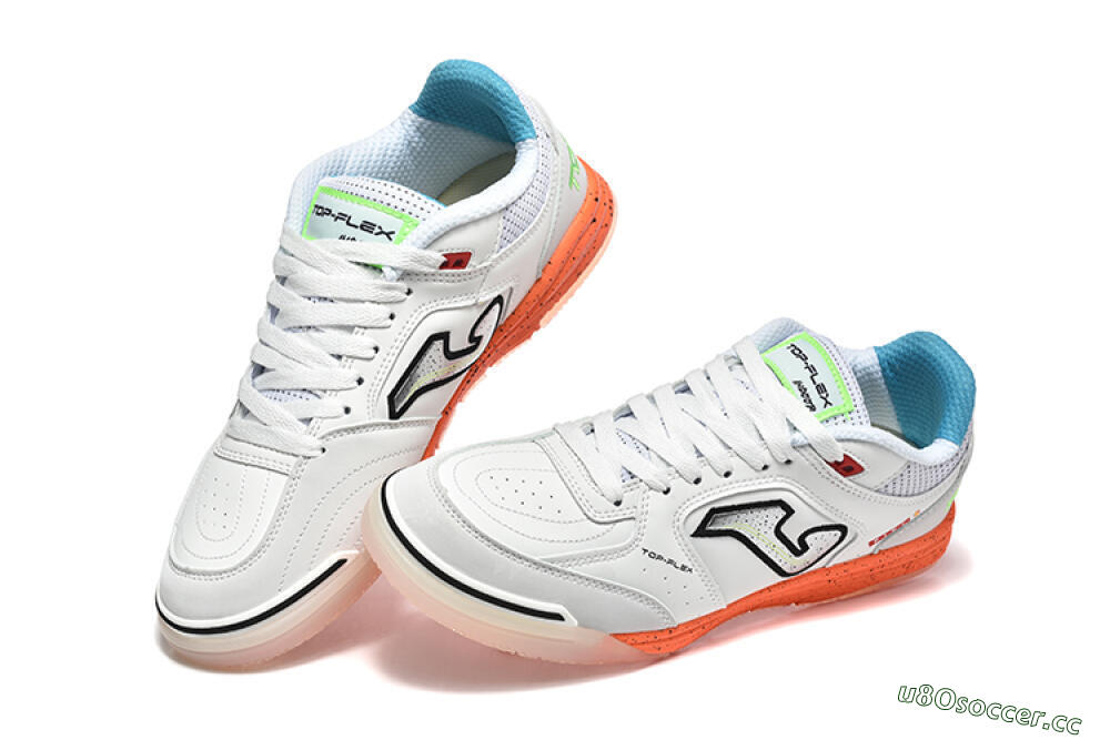 Men's Joma Top Flex IC Indoor & Futsal Low-Tops Football Shoes - White/Silver/Red 6