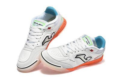 Men's Joma Top Flex IC Indoor & Futsal Low-Tops Football Shoes - White/Silver/Red
