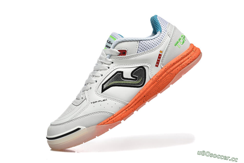 Men's Joma Top Flex IC Indoor & Futsal Low-Tops Football Shoes - White/Silver/Red 8