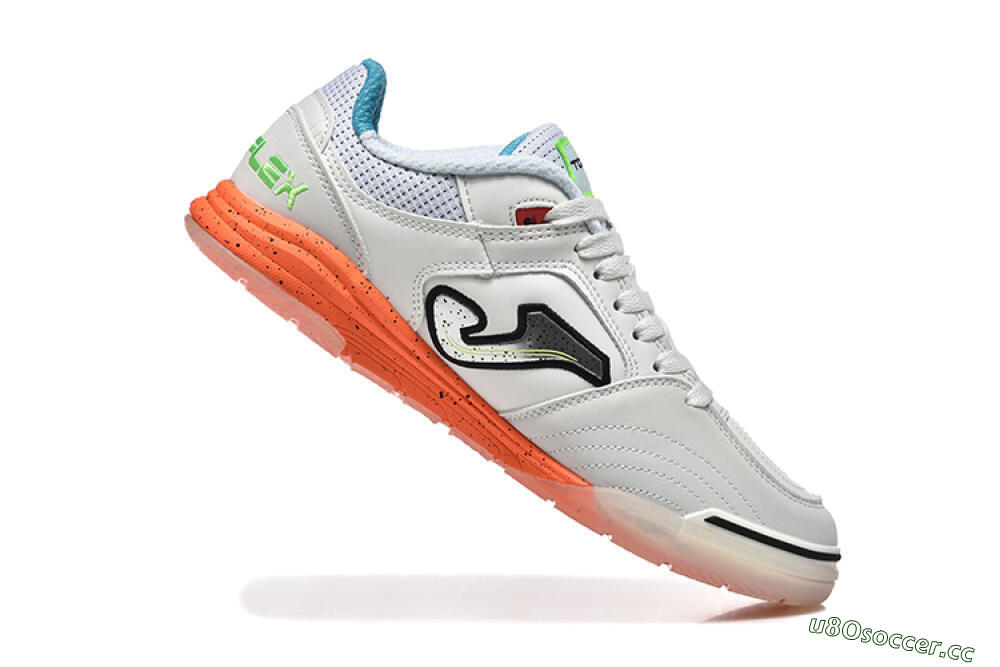 Men's Joma Top Flex IC Indoor & Futsal Low-Tops Football Shoes - White/Silver/Red 7
