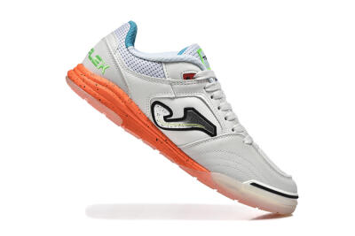 Men's Joma Top Flex IC Indoor & Futsal Low-Tops Football Shoes - White/Silver/Red