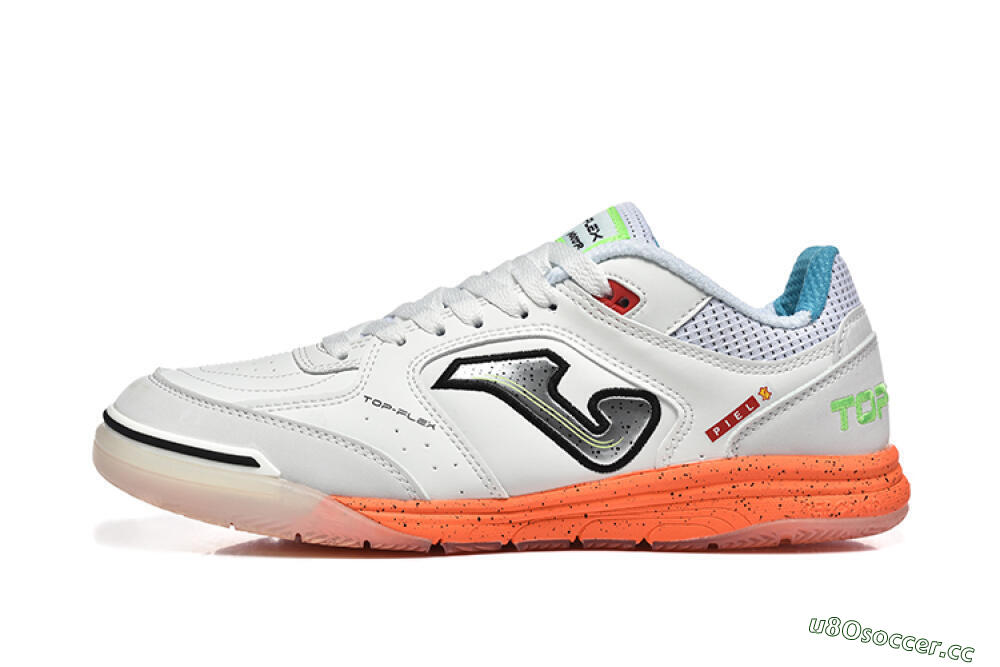 Men's Joma Top Flex IC Indoor & Futsal Low-Tops Football Shoes - White/Silver/Red 0
