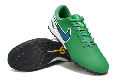 Men's Nike Tiempo Legend 10 Elite TF Artificial Turf Low-Tops Football Shoes - Green/Blue/White