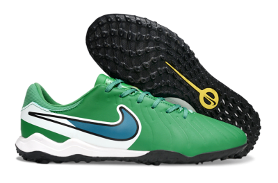 Men's Nike Tiempo Legend 10 Elite TF Artificial Turf Low-Tops Football Shoes - Green/Blue/White