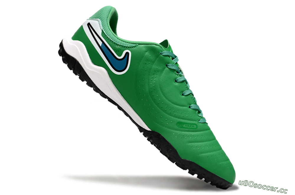 Men's Nike Tiempo Legend 10 Elite TF Artificial Turf Low-Tops Football Shoes - Green/Blue/White 4