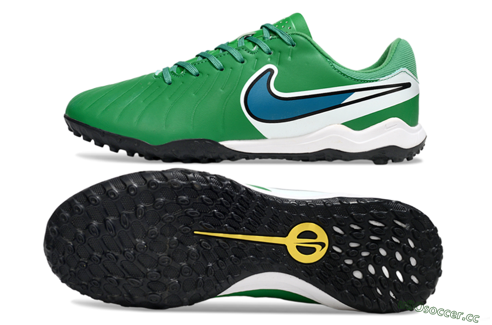 Men's Nike Tiempo Legend 10 Elite TF Artificial Turf Low-Tops Football Shoes - Green/Blue/White 1