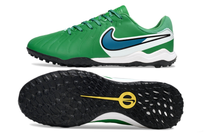 Men's Nike Tiempo Legend 10 Elite TF Artificial Turf Low-Tops Football Shoes - Green/Blue/White