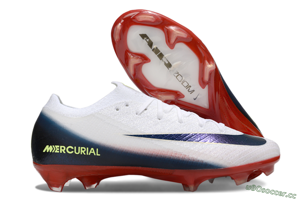 Unisex Nike Air Zoom Mercurial Vapor 16 Elite FG Firm Ground Low-Tops Football Boots - White/Blue/Yellow 2