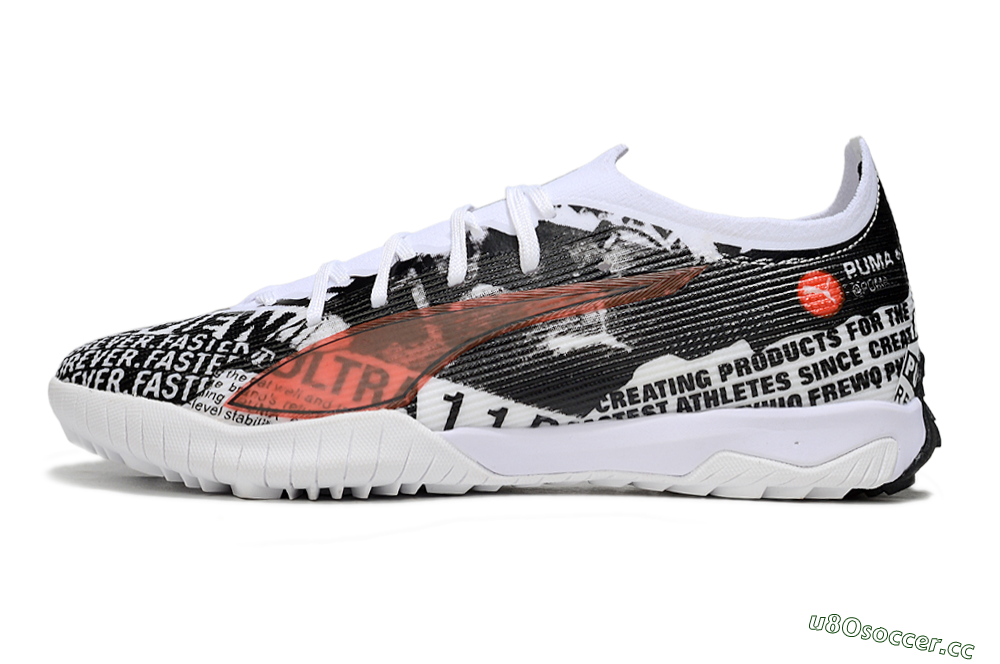Men's Puma Ultra Ultimate TF Artificial Turf Low-Tops Football Shoes - Black/White/Red 0