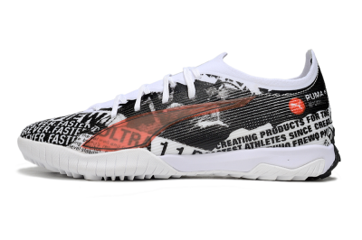 Men's Puma Ultra Ultimate TF Artificial Turf Low-Tops Football Shoes - Black/White/Red