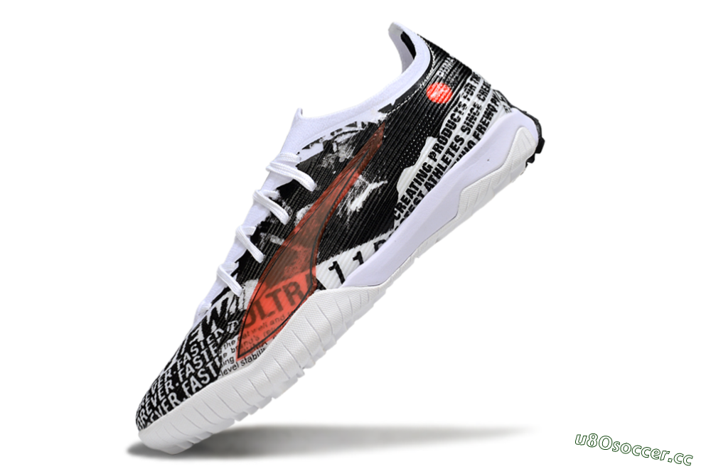 Men's Puma Ultra Ultimate TF Artificial Turf Low-Tops Football Shoes - Black/White/Red 5