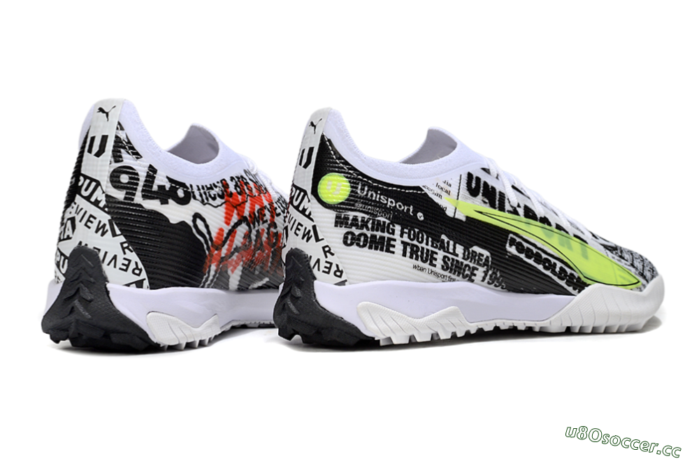 Men's Puma Ultra Ultimate TF Artificial Turf Low-Tops Football Shoes - Black/White/Red 6