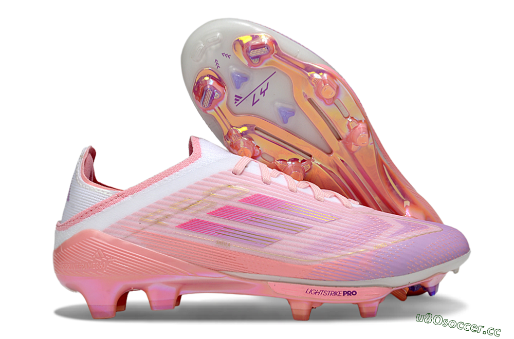 Unisex Adidas F50 Lightstrike Pro FG Firm Ground Low-Tops Football Boots - Pink/Purple/Gold 2