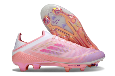 Unisex Adidas F50 Lightstrike Pro FG Firm Ground Low-Tops Football Boots - Pink/Purple/Gold