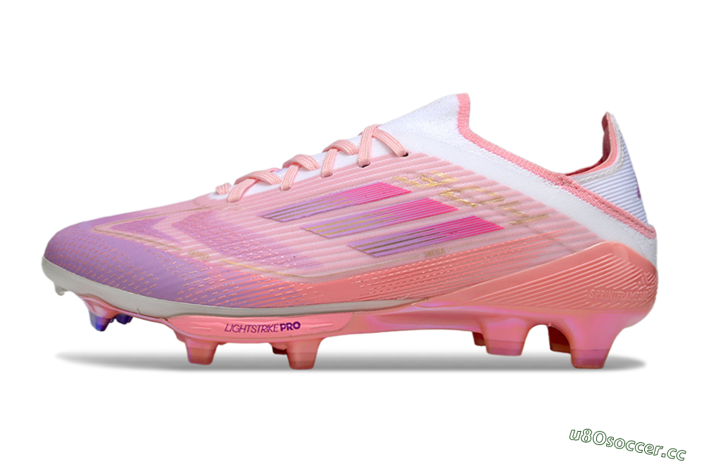 Unisex Adidas F50 Lightstrike Pro FG Firm Ground Low-Tops Football Boots - Pink/Purple/Gold 0