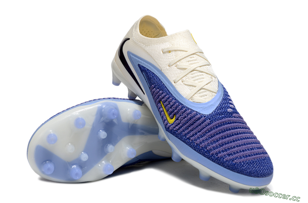 Unisex Nike Phantom 6 Elite Low FG Firm Ground Low-Tops Football Boots - Blue/White/Yellow 3