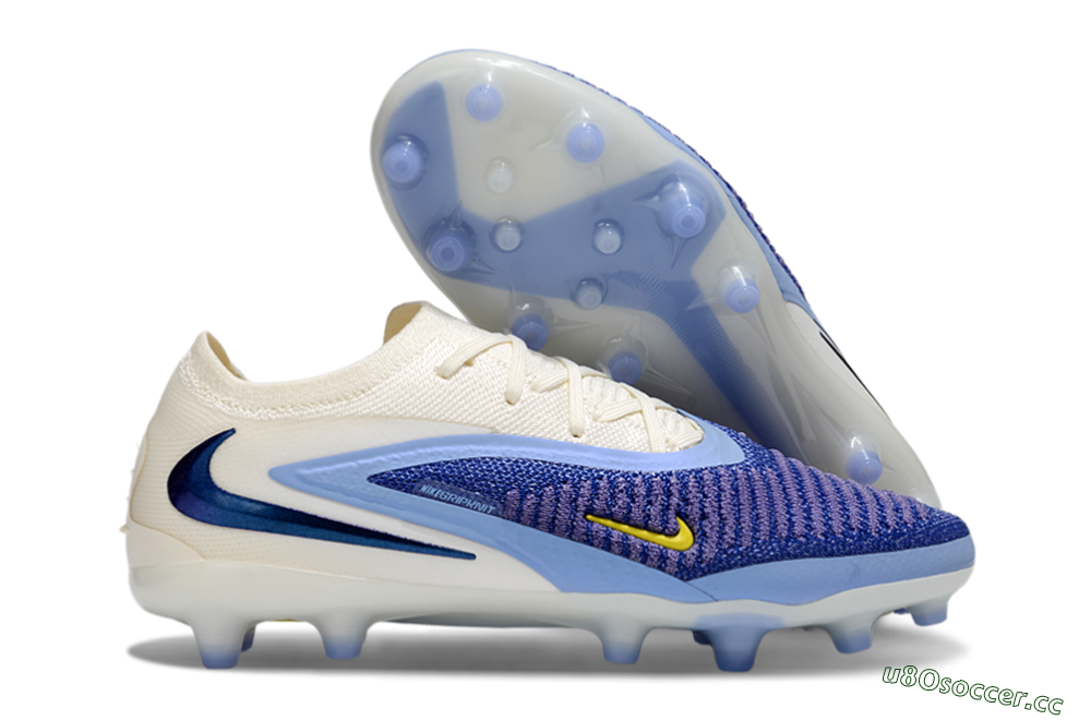 Unisex Nike Phantom 6 Elite Low FG Firm Ground Low-Tops Football Boots - Blue/White/Yellow 2
