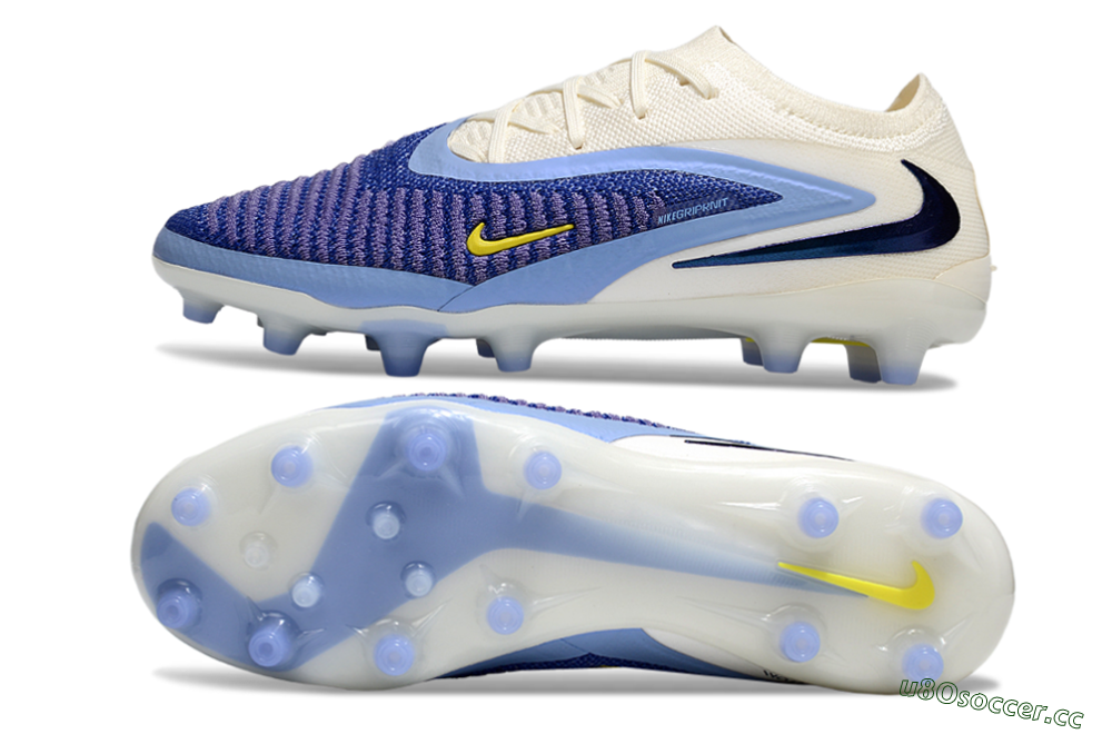 Unisex Nike Phantom 6 Elite Low FG Firm Ground Low-Tops Football Boots - Blue/White/Yellow 1