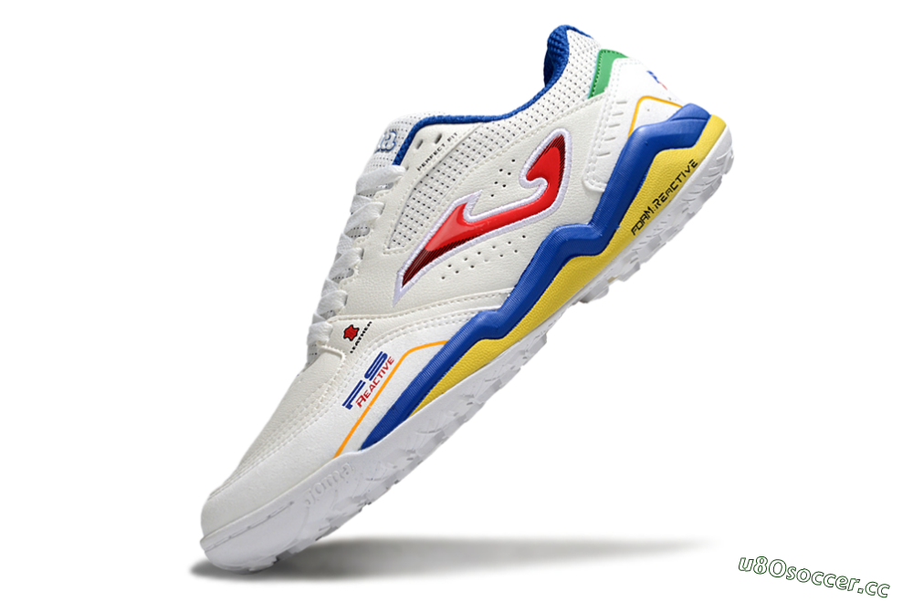 Men's Joma Top Flex TF Artificial Turf Low-Tops Football Shoes - White/Red/Blue/Red 5