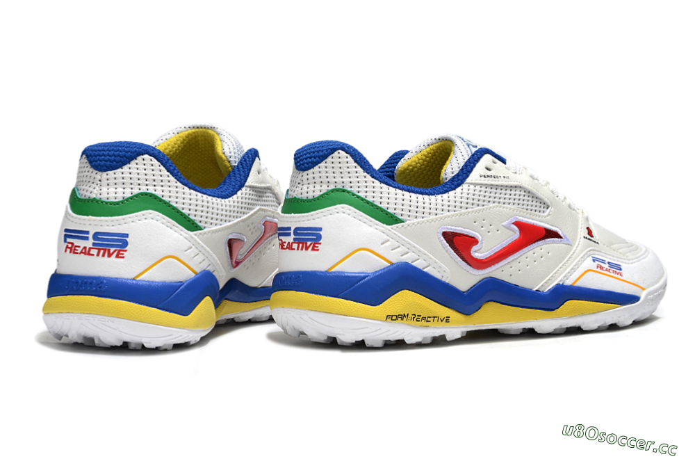 Men's Joma Top Flex TF Artificial Turf Low-Tops Football Shoes - White/Red/Blue/Red 6