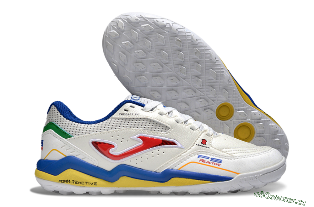 Men's Joma Top Flex TF Artificial Turf Low-Tops Football Shoes - White/Red/Blue/Red 2