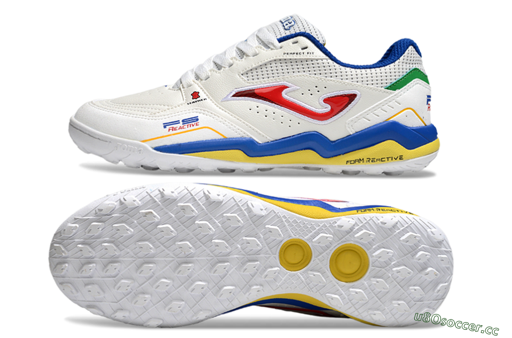 Men's Joma Top Flex TF Artificial Turf Low-Tops Football Shoes - White/Red/Blue/Red 1