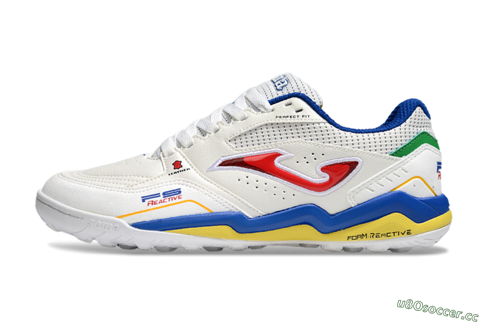 Men's Joma Top Flex TF Artificial Turf Low-Tops Football Shoes - White/Red/Blue/Red 0