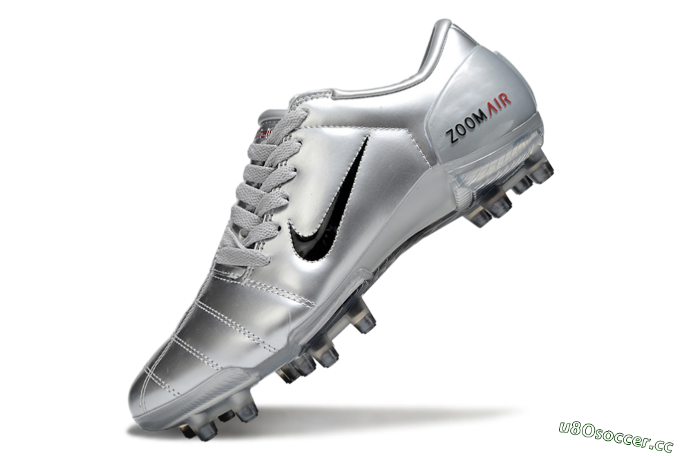 Unisex Nike Air Zoom Total 90 III FG Firm Ground Low-Tops Football Boots - Silver/Black/Red 5