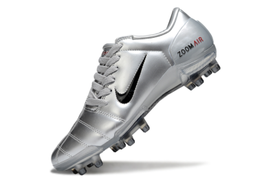 Unisex Nike Air Zoom Total 90 III FG Firm Ground Low-Tops Football Boots - Silver/Black/Red
