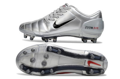 Unisex Nike Air Zoom Total 90 III FG Firm Ground Low-Tops Football Boots - Silver/Black/Red