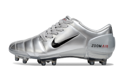 Unisex Nike Air Zoom Total 90 III FG Firm Ground Low-Tops Football Boots - Silver/Black/Red