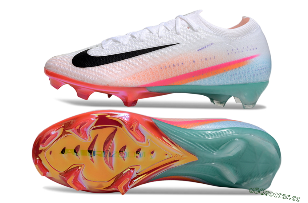 Unisex Nike Air Zoom Mercurial Vapor 16 Elite FG Firm Ground Low-Tops Football Boots - White/Black/Pink/Jade 1