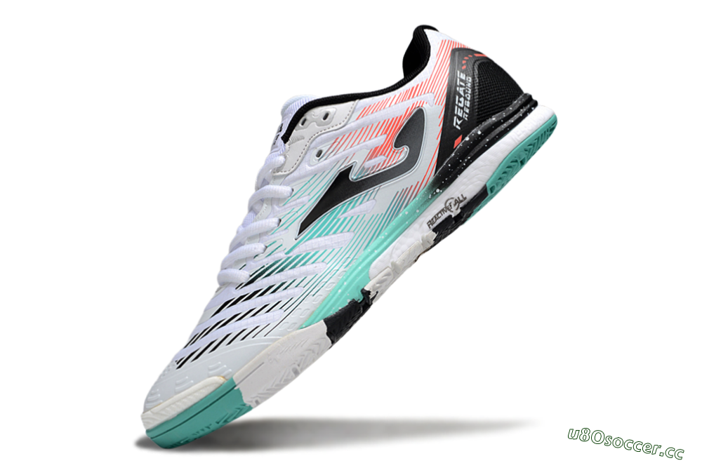 Men's Joma Top Flex IC Indoor & Futsal Low-Tops Football Shoes - White/Jade/Red 5
