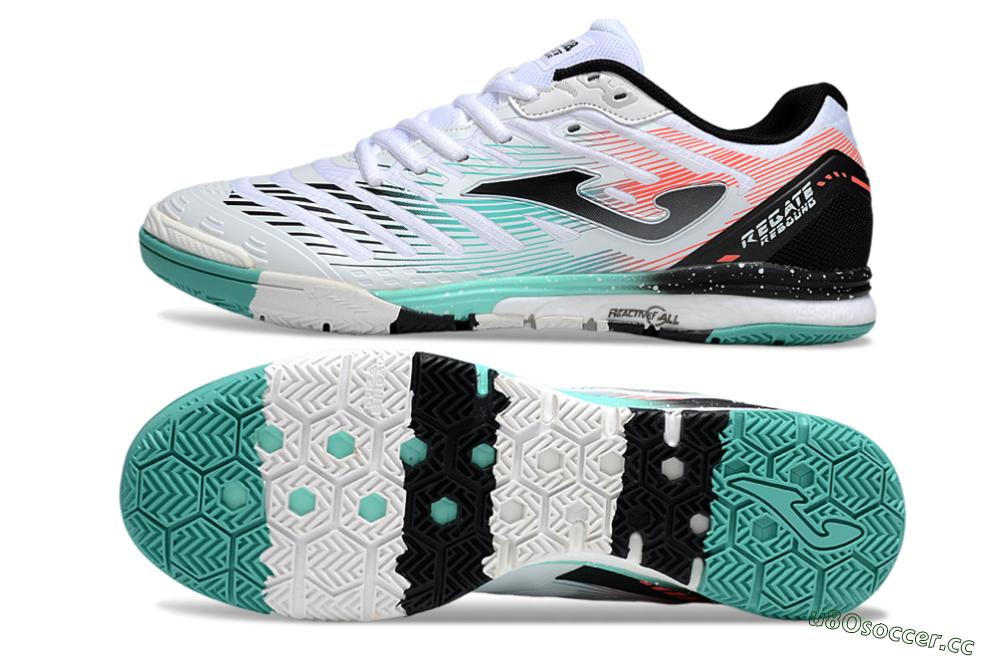 Men's Joma Top Flex IC Indoor & Futsal Low-Tops Football Shoes - White/Jade/Red 1