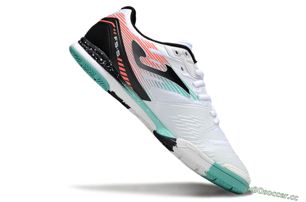 Men's Joma Top Flex IC Indoor & Futsal Low-Tops Football Shoes - White/Jade/Red 4