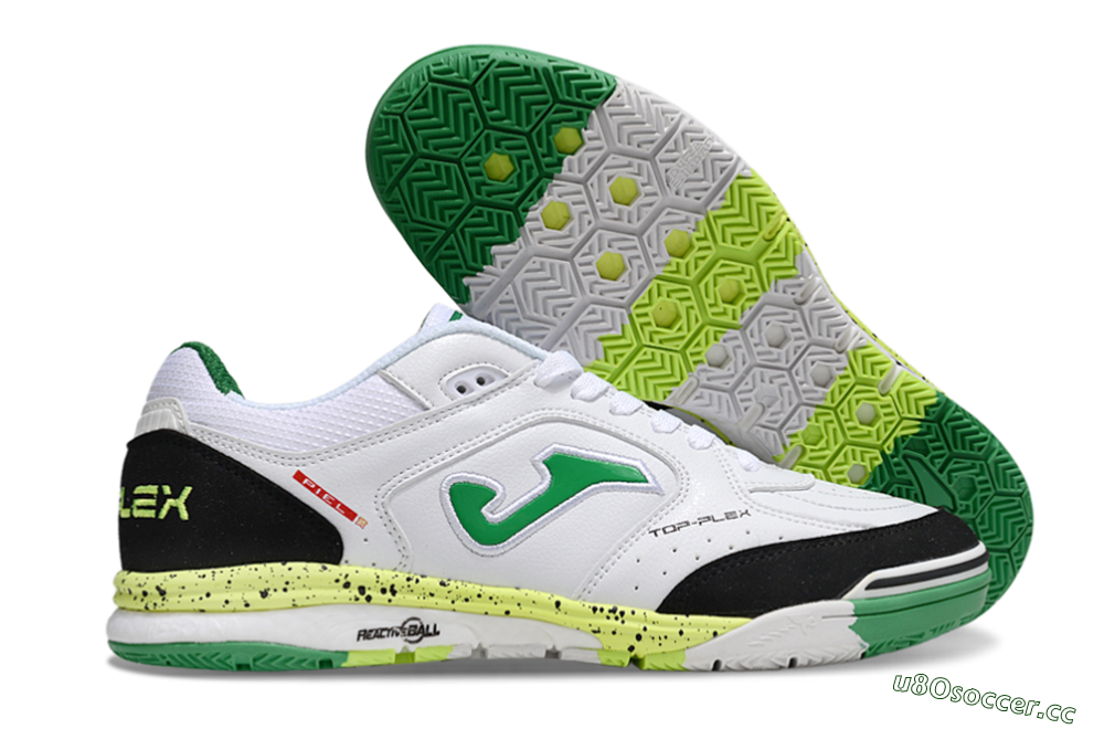 Men's Joma Top Flex IC Indoor & Futsal Low-Tops Football Shoes - White/Yellow/Black 2