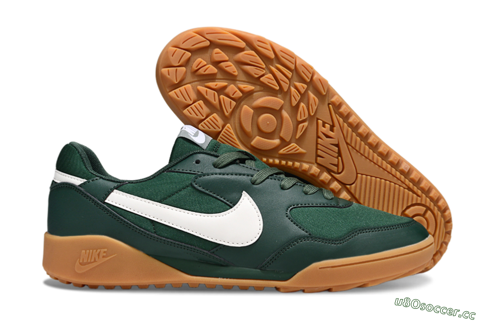 Unisex Nike Terra Manta TF Artificial Turf Low-Tops Football Shoes - Green/White/Brown 2