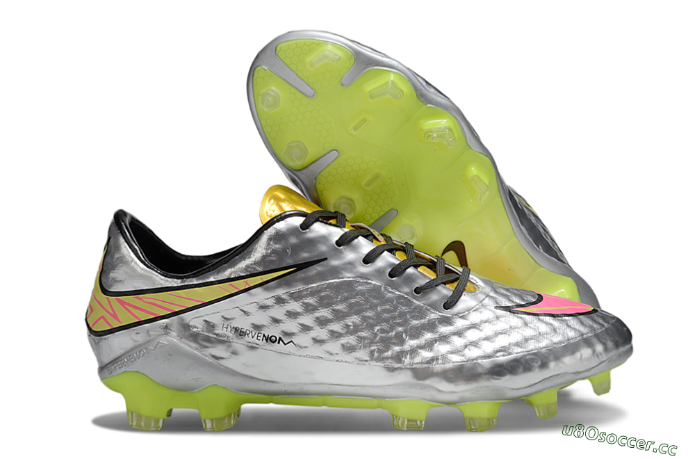 Men's Nike Hypervenom Phantom Rgn SE FG Firm Ground Low-Tops Football Boots - Silver/Pink/Gold 2