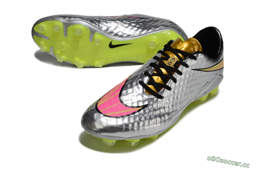 Men's Nike Hypervenom Phantom Rgn SE FG Firm Ground Low-Tops Football Boots - Silver/Pink/Gold 3