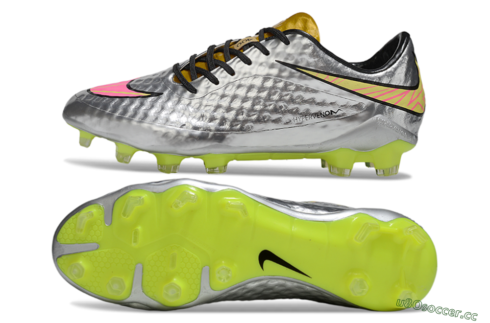 Men's Nike Hypervenom Phantom Rgn SE FG Firm Ground Low-Tops Football Boots - Silver/Pink/Gold 1