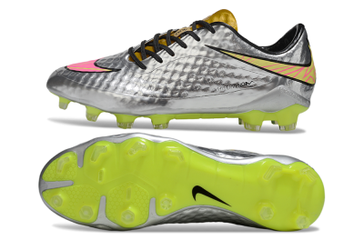 Men's Nike Hypervenom Phantom Rgn SE FG Firm Ground Low-Tops Football Boots - Silver/Pink/Gold