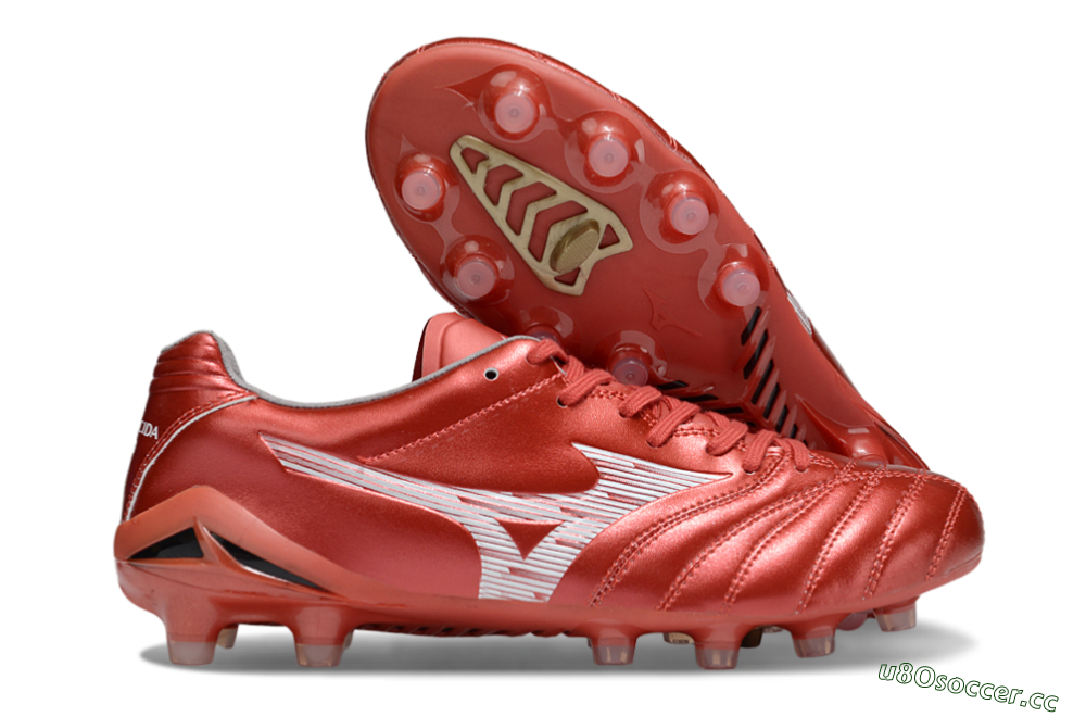 Men's Mizuno Morelia Neo 4 FG Firm Ground Low-Tops Football Boots - Red/White 2