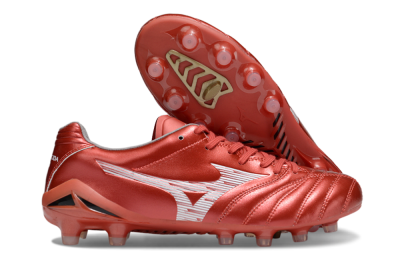 Men's Mizuno Morelia Neo 4 FG Firm Ground Low-Tops Football Boots - Red/White