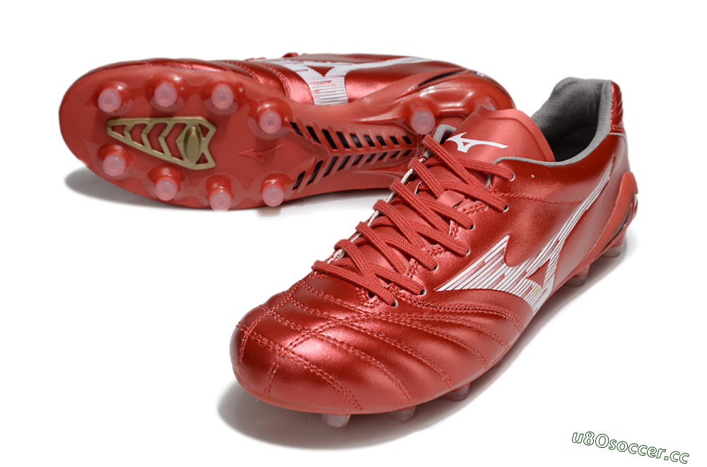 Men's Mizuno Morelia Neo 4 FG Firm Ground Low-Tops Football Boots - Red/White 3