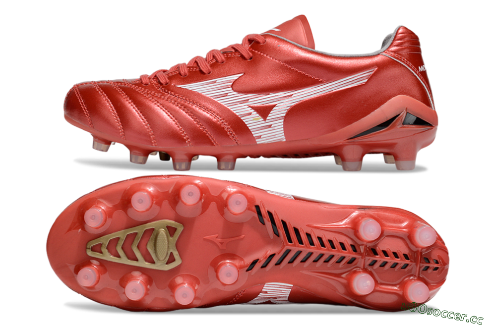 Men's Mizuno Morelia Neo 4 FG Firm Ground Low-Tops Football Boots - Red/White 1