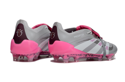 Men's Adidas Predator 25 Elite Foldover Tongue FG Firm Ground Low-Tops Football Boots - Grey/White/Pink