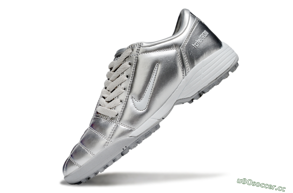 Unisex Nike Total 90 III TF Artificial Turf Low-Tops Football Shoes - Silver/White 5