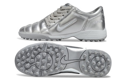 Unisex Nike Total 90 III TF Artificial Turf Low-Tops Football Shoes - Silver/White