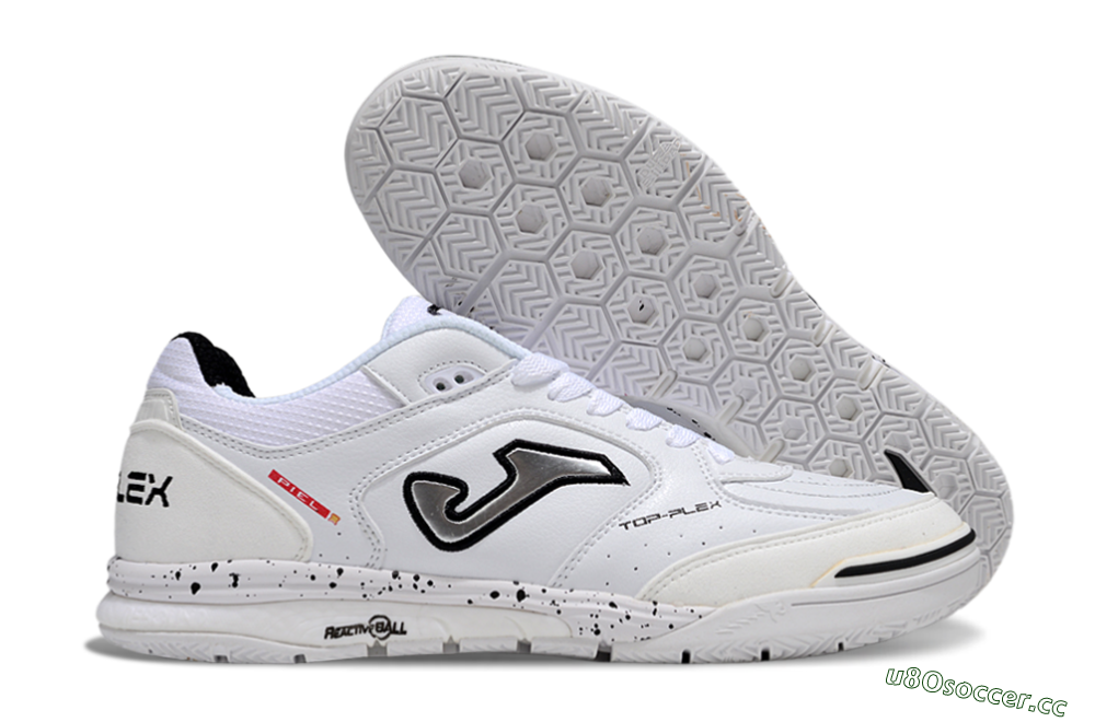 Men's Joma Top Flex IC Indoor & Futsal Low-Tops Football Shoes - White/Silver/Black 2