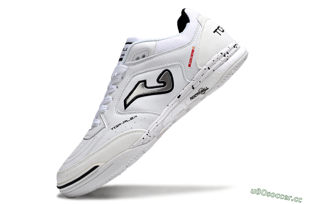 Men's Joma Top Flex IC Indoor & Futsal Low-Tops Football Shoes - White/Silver/Black 5